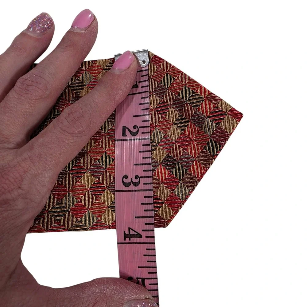 Alexander Julian American‎ Modern Geometric Silk Tie Red Gold Tan Burgundy Woven
